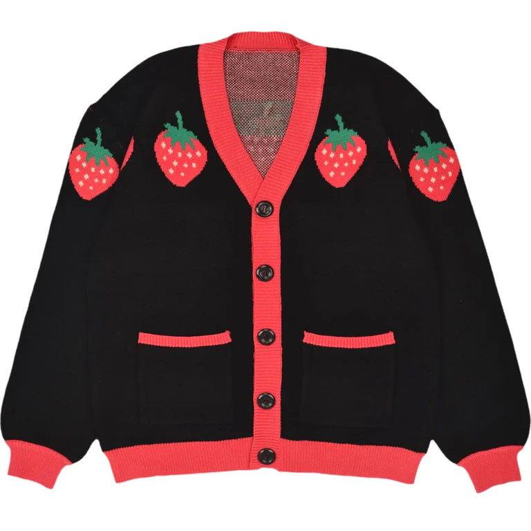 Black Strawberry Cardigan - FASHION