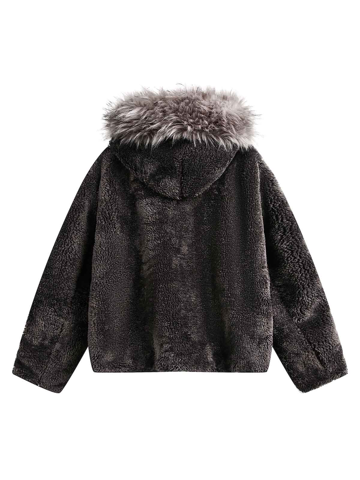 Fur Hooded Quilted Sherpa Jacket - FASHION