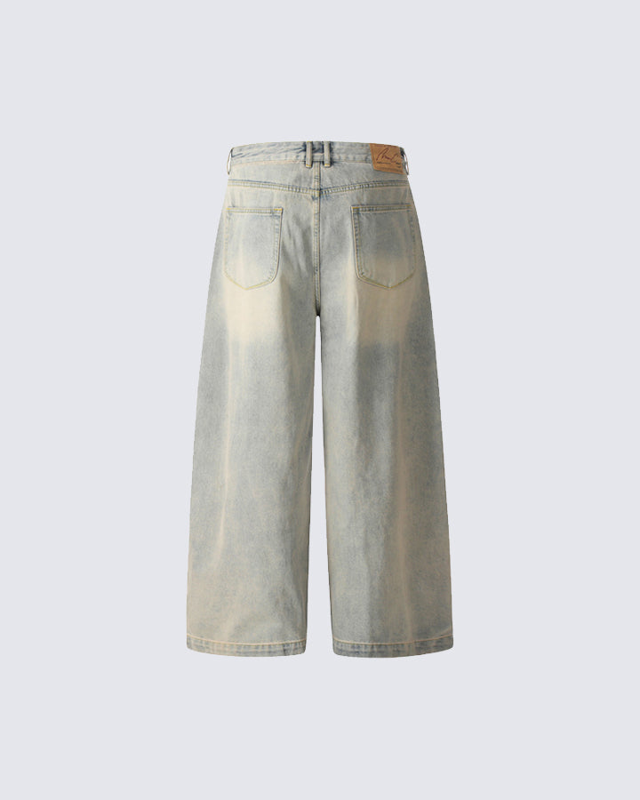Vintage Washed Wide-Leg Jeans - FASHION