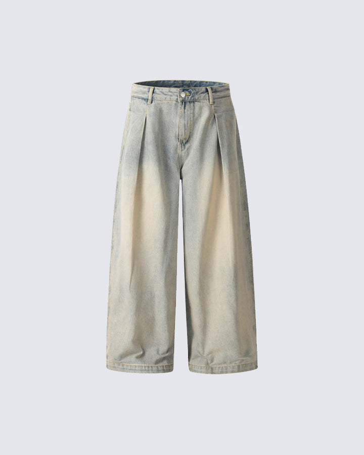 Vintage Washed Wide-Leg Jeans - FASHION