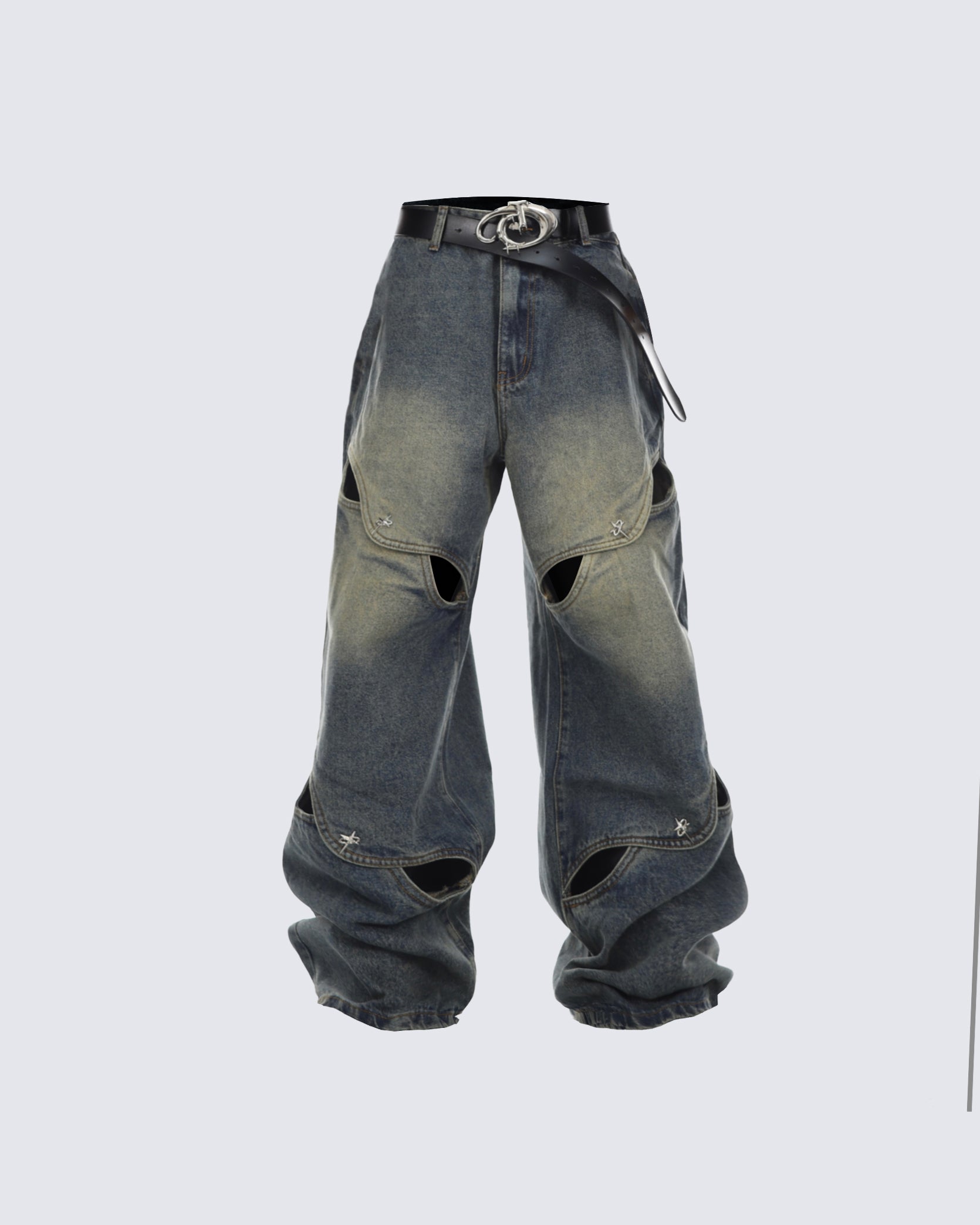 Futuristic Cut-Out Jeans - FASHION